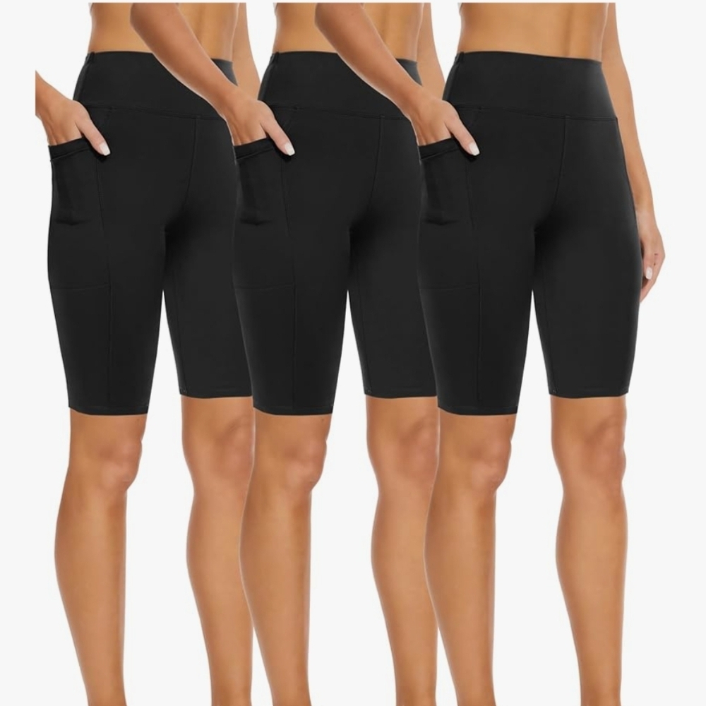 Women's Black Bike Shorts with Pockets